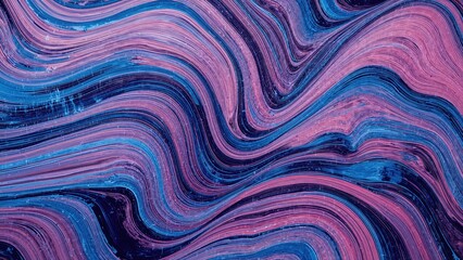 Poster - Detailed image of swirling colorful waves painted with oil