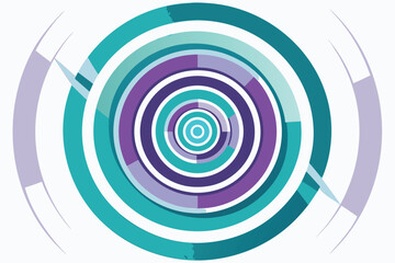 Poster - Abstract geometric artwork featuring concentric circles in vibrant teal purple and white, elegant design.