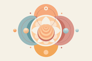 Poster - Abstract geometric design with layered circles in warm color palette perfect for modern aesthetic and contemporary digital projects.