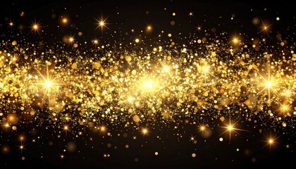 Wall Mural - Bright gold fireworks explode in the night sky, a sparkling celebration for the New Year holiday