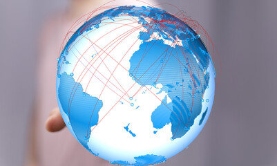 Poster - Image of a digital globe showcasing interconnectedness and global communication.