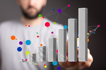 Poster - Visual representation of business growth, data points, and networking connections.