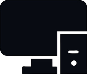 Poster - Flat vector icon silhouette of desktop PC, ideal for tech apps, websites, and UI designs