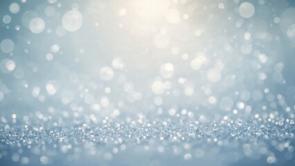 Poster - Holiday card background featuring snowy frost and blue bokeh effects