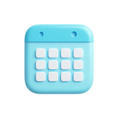 Leinwandbilder - Cute 3d calendar icon with blank white squares isolated on transparent background