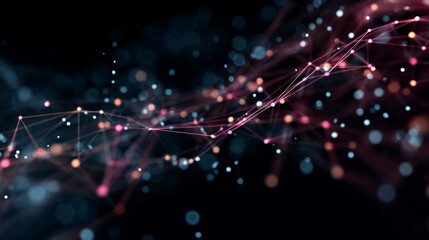 Aufkleber - Abstract Tech Background with Floating Lines and Dots in Futuristic Design for Digital and Creative Projects