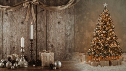 Poster - Joyful holiday collage with festive balls, candles, and seasonal decor
