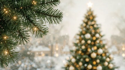 Poster - Festive scene adorned with coniferous branches