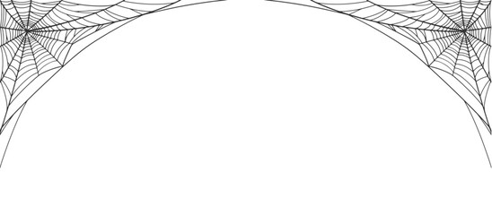 Wall Mural - Halloween Cobweb frame border, spider web Vector Isolated on Transparent Background. Vector eps