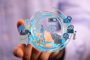 Poster - Modern technology, digital world, global network, connection, communication, innovation, future, internet, data, cloud, online, app, website, social media,