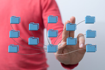 Poster - Conceptual image illustrating data network, file sharing, and cloud storage solutions.