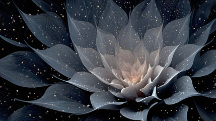 Poster - Abstract Gray Flower Artistic Digital Design