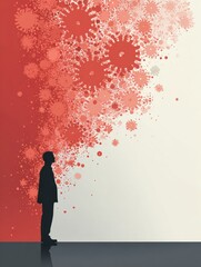 Poster - Viral Load Infographic Highlighting the Silhouette of a Person Against a Background of Dynamic Virus Illustrations