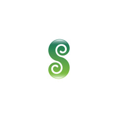 Poster - Stylized Green Swirl Letter S Logo with white background. 