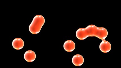 Poster - Animation Of Red Metaball Spheres Isolated On Black Background