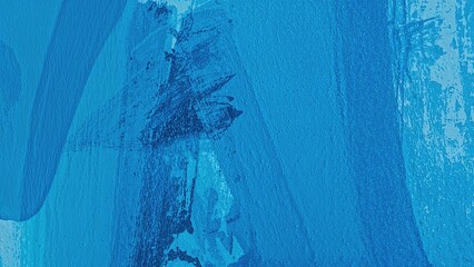 Poster - Abstract canvas featuring blue tones and oil paint brush stroke textures