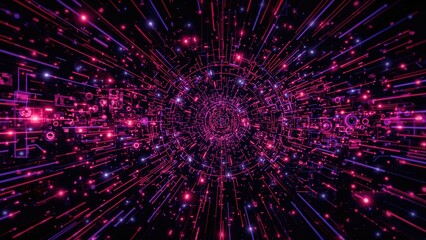 Fototapete - Futuristic digital interface with abstract colorful background