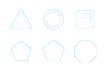 Poster - Unique collection of geometric shapes featuring outlines in soft pastel colors with various designs and symbols