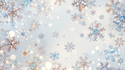 Fototapete - Abstract design showcasing a mix of big and small colorful snowflakes