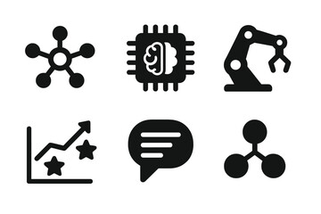 Aufkleber - Icons representing technology, data analysis, and artificial intelligence concepts in a modern design