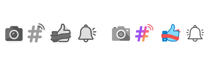 Poster - Collection of social media icons representing photography, notifications, and engagement in digital communication