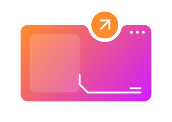 Poster - Gradient Popup UI Window Element with Arrow Icon for Interface Design. Pink Gradient Color Scheme with Minimal Rounded Corners and Futuristic Details.
