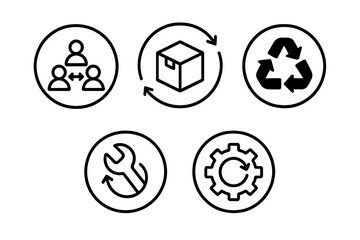Poster - Icons representing collaboration, logistics, recycling, and maintenance in a business ecosystem