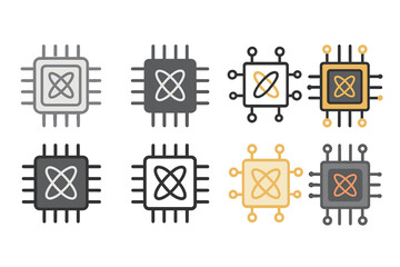 Poster - Various electronic circuit designs featuring integrated circuit chips in different colors and styles arranged in a grid