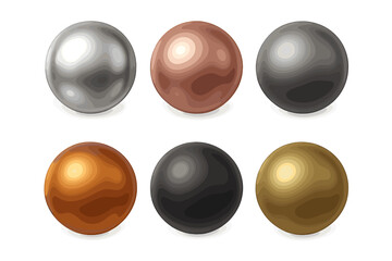 Poster - Various metallic spheres arranged in a grid with diverse finishes including glossy, matte, and polished surfaces