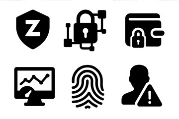 Poster - Security icons representing data protection, cyber safety, and user identity verification in a modern digital context