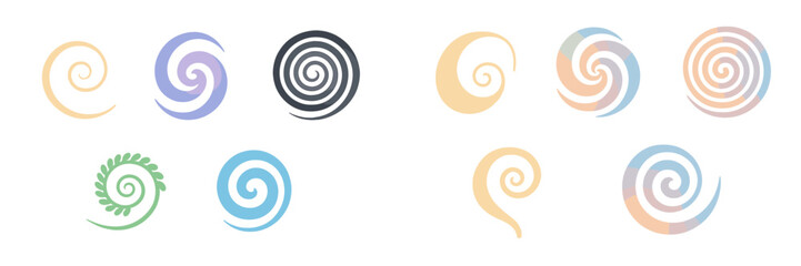 Poster - Design variations of swirling patterns showcasing different colors and styles for graphic projects or artistic ventures