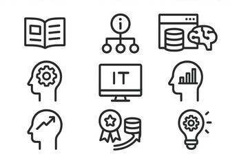 Poster - Modern technology and business icons set on dark background