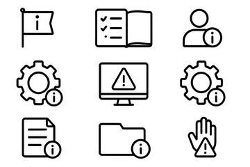 Poster - Minimalist alert icon set for business and document management