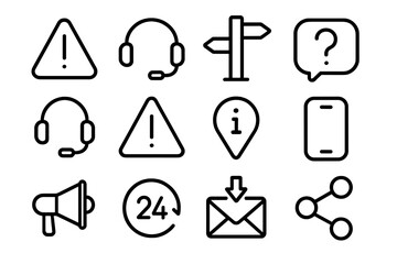 Fototapete - Minimalist icon set: customer support and communication themes