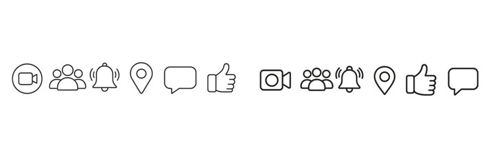 Poster - Collection of social media icons representing common interactions and features in digital communication