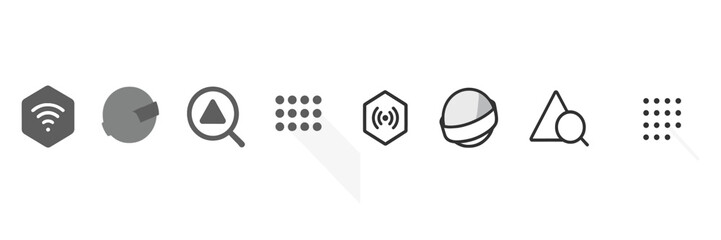 Fototapete - Collection of minimalistic icons representing various functions and concepts in digital design