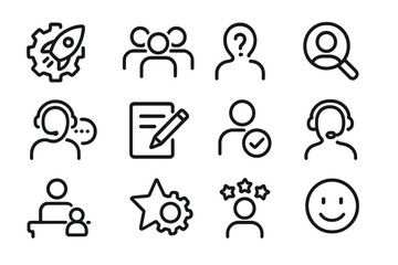 Fototapete - Minimalist line icons for business and communication themes