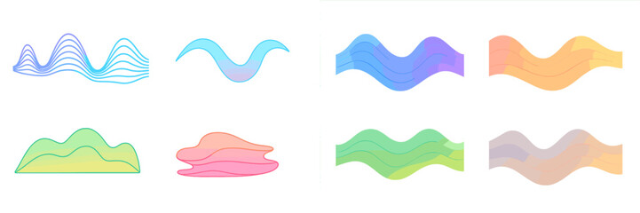 Poster - Colorful wave patterns and shapes created in a digital art style suitable for background design and graphic projects