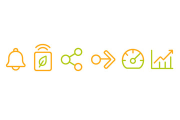 Fototapete - Simplified icons representing notifications, sharing, directions, speed, and growth for digital applications and interfaces