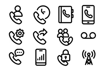 Poster - Communication icons set: flat style pictograms for modern devices and networking