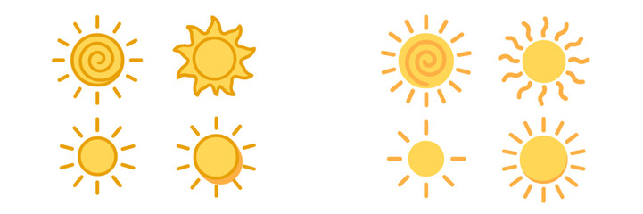 Poster - Different variations of sun illustrations showcasing simple designs and vibrant colors