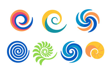 Poster - Colorful spirals representing dynamic motion and natural forms in a creative design setting