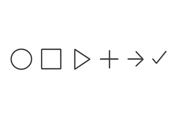 Poster - Different shapes and symbols arranged in a row against a light background during a design presentation