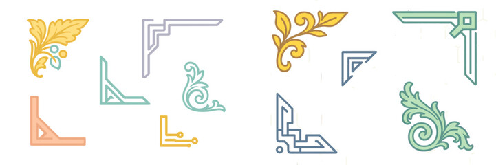 Poster - Decorative corner elements in various styles showcasing intricate designs for arts and crafts projects