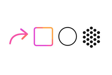 Fototapete - Symbols representing social media interaction and design elements in digital communication contexts