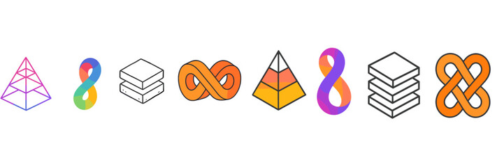 Poster - Colorful geometric shapes representing infinity and creativity in modern design aesthetics