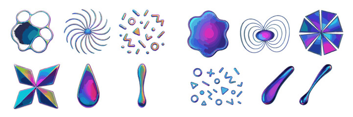 Poster - Colorful abstract shapes and designs for creative projects displayed on a light background