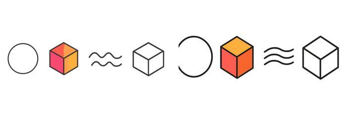 Poster - Abstract geometric transformation illustrating shapes changing over time in a minimalist style