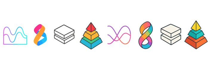 Poster - Creative design showcasing colorful geometric shapes and fluid lines for modern digital art applications