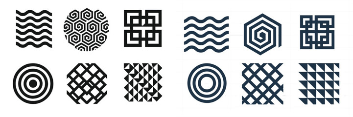 Poster - Collection of geometric patterns with various shapes and designs suitable for art and decoration projects